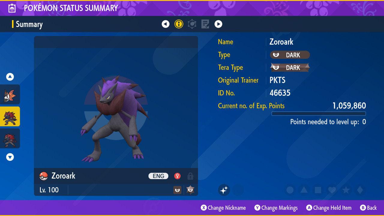 Shiny ZOROARK Pokémon Scarlet Violet 6IV Competitive Battle Ready – Scarlet & Violet Pokémon card photo
