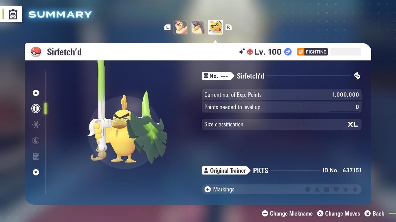 Alpha Sirfetch’d Shiny 6IV Pokemon Legends ZA Mega Dimension DLC Pokemon Legends Za Mega Dimension DLC 6IV Competitive Battle Ready Pokémon card photo 3