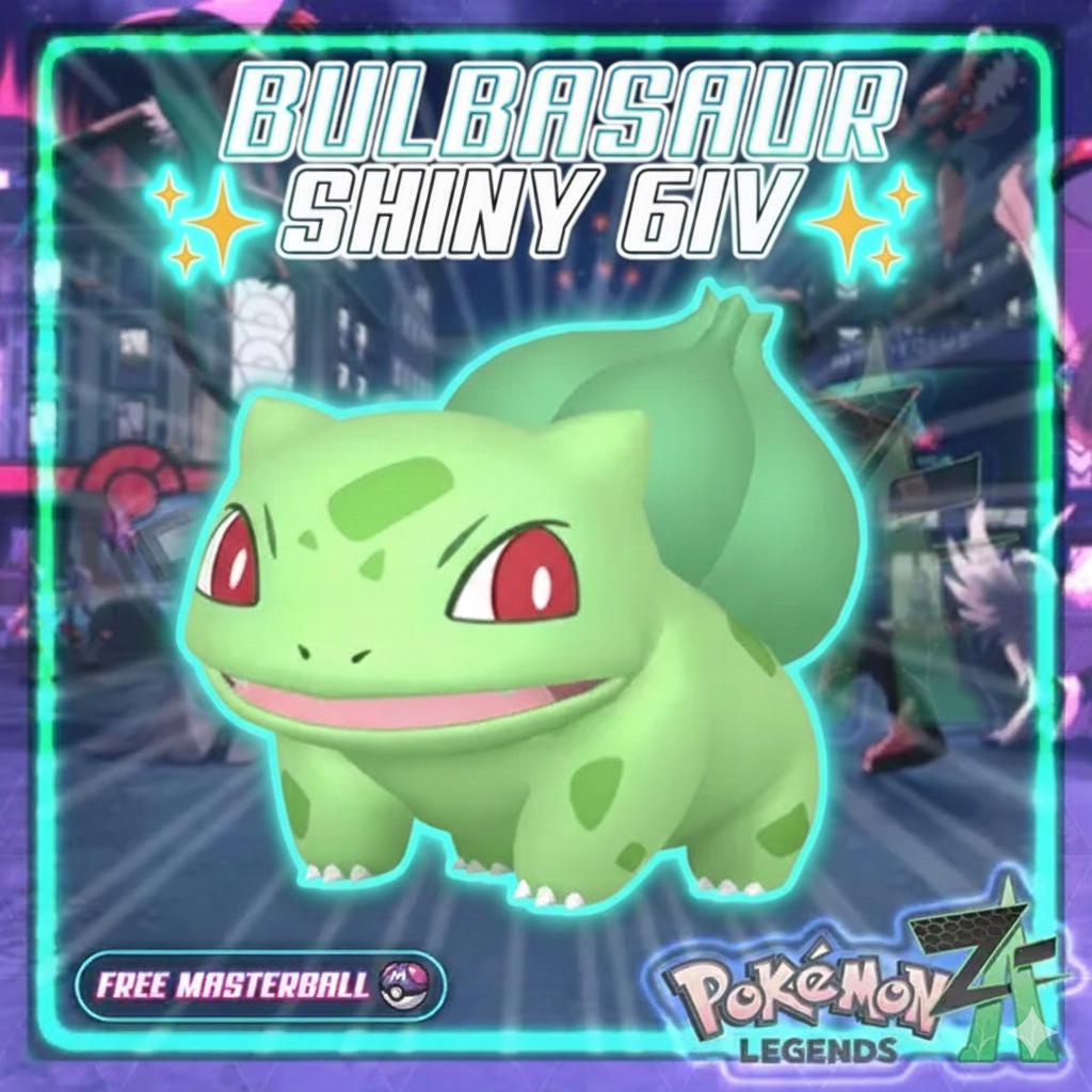 Shiny BULBASAUR Pokémon Legends ZA 6IV Competitive Battle Ready Pokémon card photo