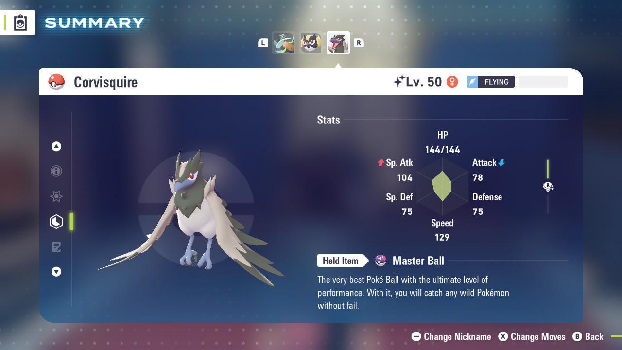Shiny Corvisquire Pokemon Legends ZA Mega Dimension DLC 6IV Competitive Battle Ready Pokémon card photo