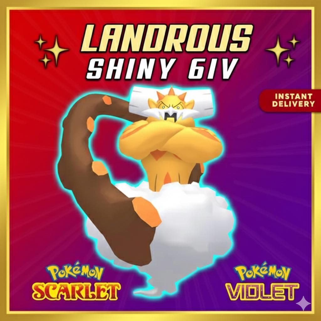 Shiny LANDORUS Pokémon Scarlet Violet 6IV Competitive Battle Ready Pokémon card photo