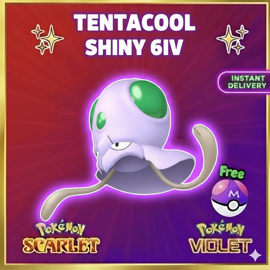 Pokemon Scarlet and Violet Shiny TENTACOOL 6IV Competitive Battle Ready Pokémon card photo