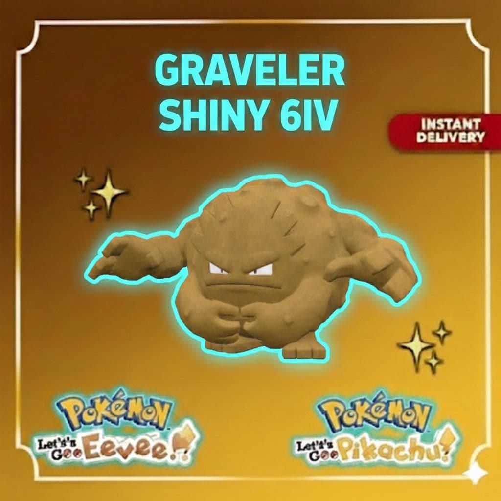 Shiny GRAVELER Pokémon Lets Go Pikachu Eevee 6IV Competitive Battle Ready – Pokémon Let's Go Pokémon card photo