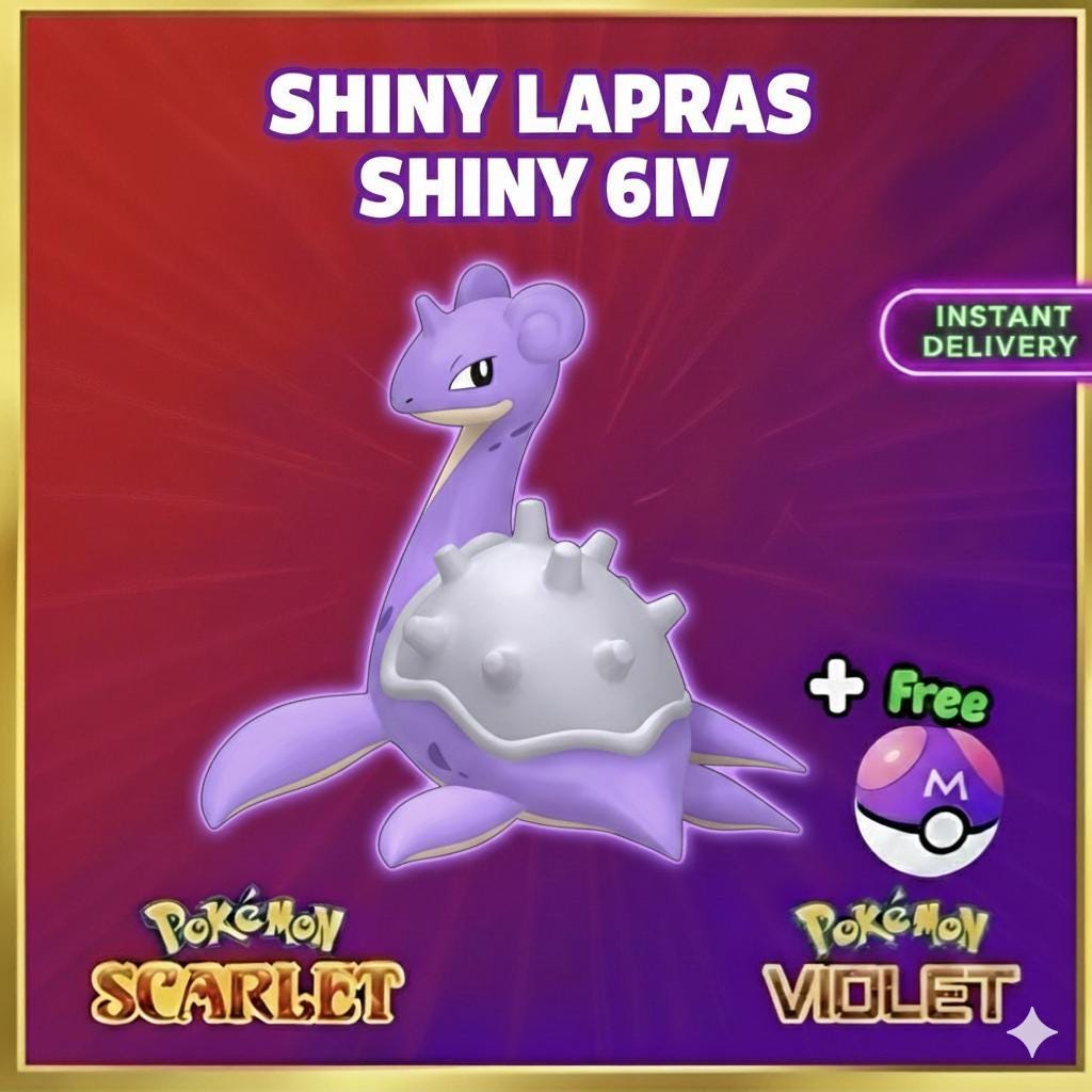 Shiny LAPRAS Pokémon Scarlet and Violet 6IV Competitive Battle Ready – Scarlet & Violet Pokémon card photo