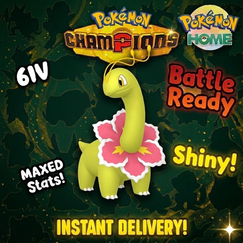 Shiny Meganium Pokémon Champions 6IV Competitive Battle Ready – Champions Pokémon card photo
