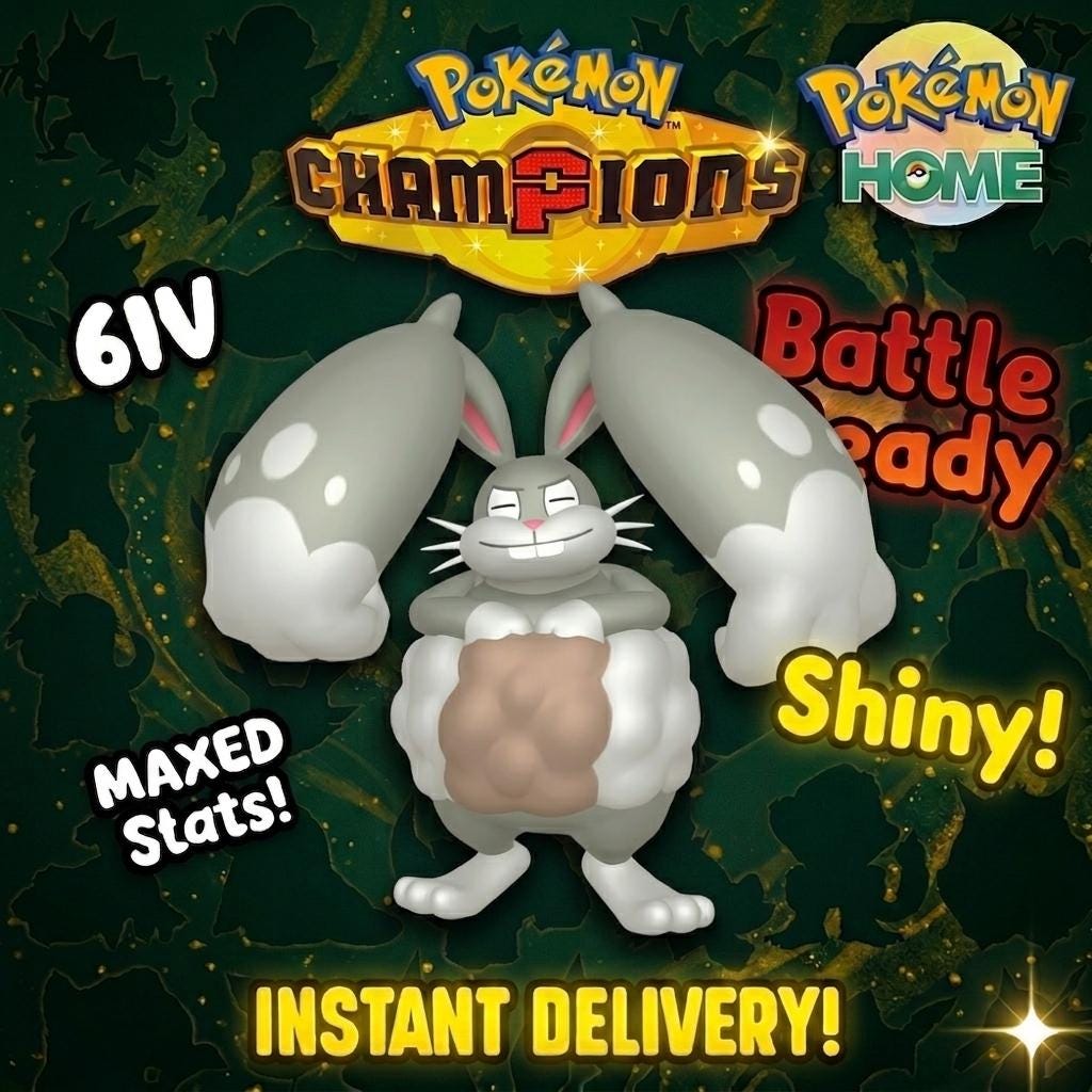 Shiny Diggersby Pokémon Champions 6IV Competitive Battle Ready – Champions Pokémon card photo