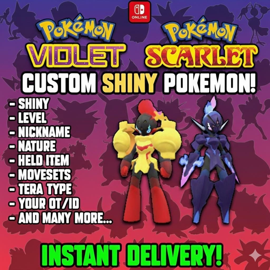 CUSTOM SHINY POKEMON Scarlet Violet Pokopia Ready Any Species Battle Ready 6IV Custom Ot Trainer Name Home Transfer Switch 2 Fast Delivery – Custom Pokémon Pokémon card photo