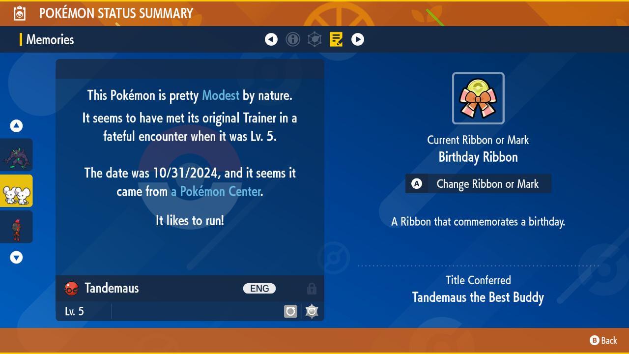 Shiny Event Pokemon Center Birthday Tandemaus Pokémon Legends ZA 6IV Competitive Battle Ready Pokémon card photo 3