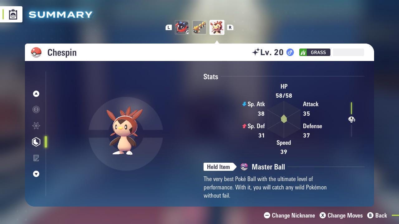 Shiny CHESPIN Pokémon Legends ZA 6IV Competitive Battle Ready Pokémon card photo 2