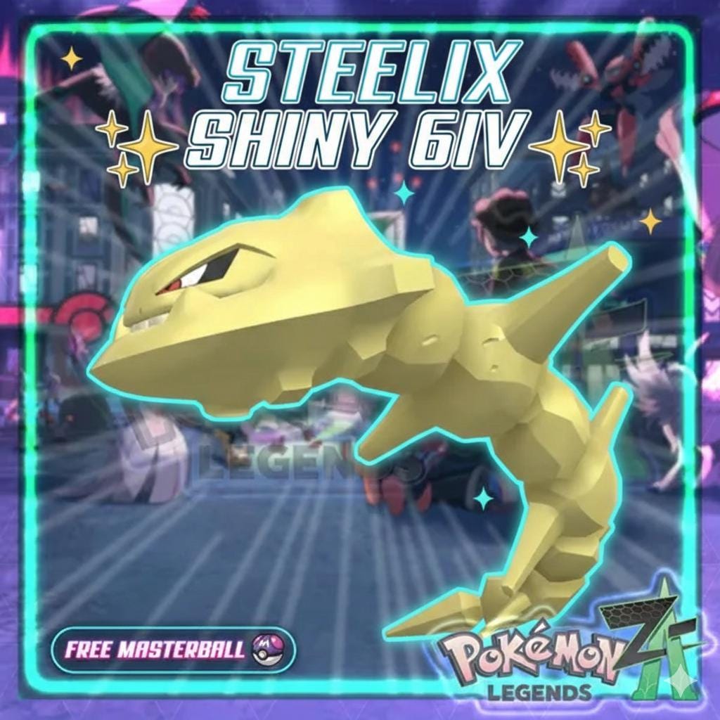 Shiny STEELIX Pokémon Legends ZA 6IV Competitive Battle Ready Pokémon card photo