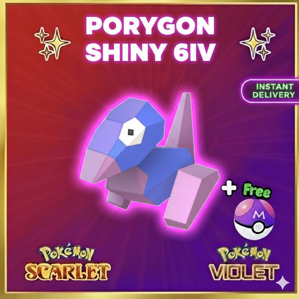 Shiny PORYGON Pokémon Scarlet and Violet 6IV Competitive Battle Ready – Scarlet & Violet Pokémon card photo
