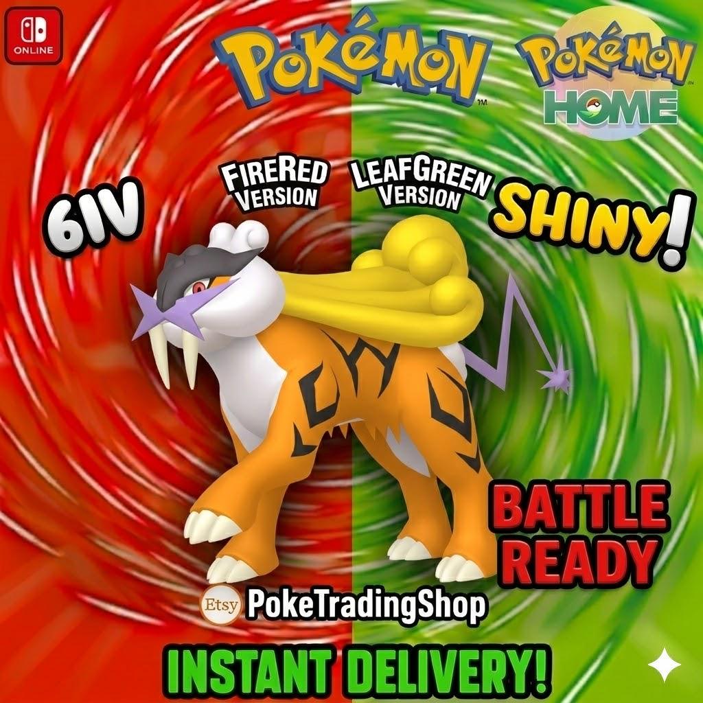 SHINY RAIKOU Pokémon FireRed LeafGreen 6IV Competitive Battle Ready Pokémon card photo