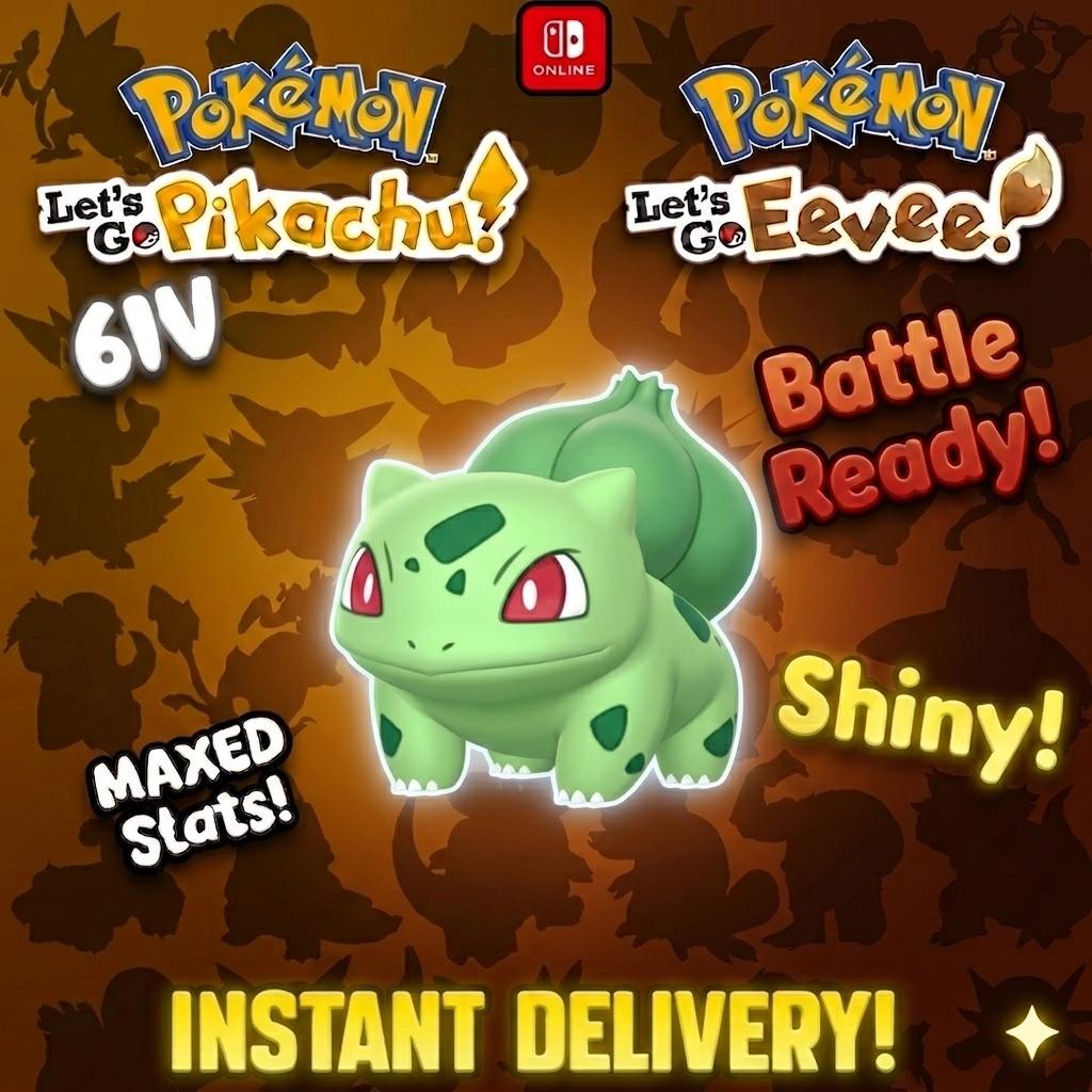 Shiny BULBASAUR Pokémon Lets Go Pikachu Eevee 6IV Competitive Battle Ready – Pokémon Let's Go Pokémon card photo