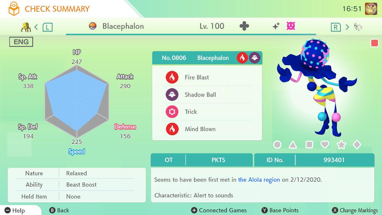 Shiny BLACEPHALON Pokémon HOME 6IV Competitive Battle Ready – Pokémon HOME Transfers Pokémon card photo