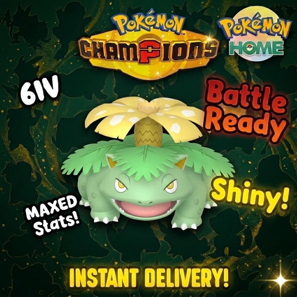 Shiny Venusaur Pokémon Champions 6IV Competitive Battle Ready Pokémon card photo