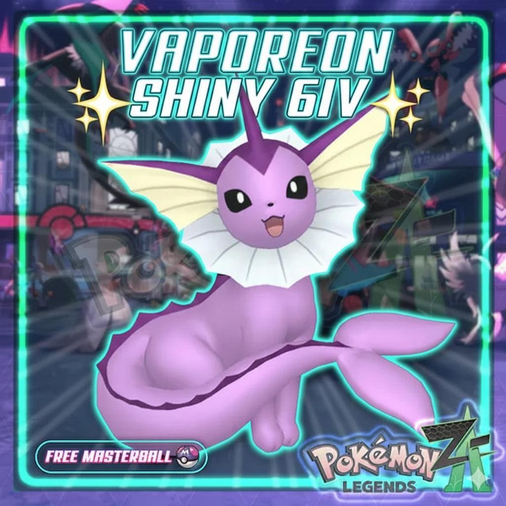 Shiny VAPOREON Pokémon Legends ZA 6IV Competitive Battle Ready – Pokémon Legends Z-A Pokémon card photo