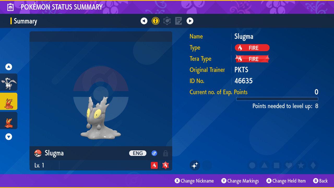 Shiny SLUGMA Pokémon Scarlet Violet 6IV Competitive Battle Ready – Scarlet & Violet Pokémon card photo
