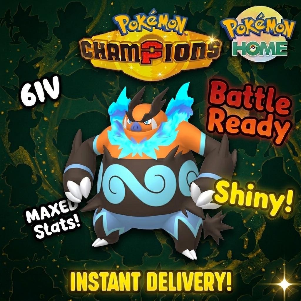 Shiny Emboar Pokémon Champions 6IV Competitive Battle Ready – Champions Pokémon card photo
