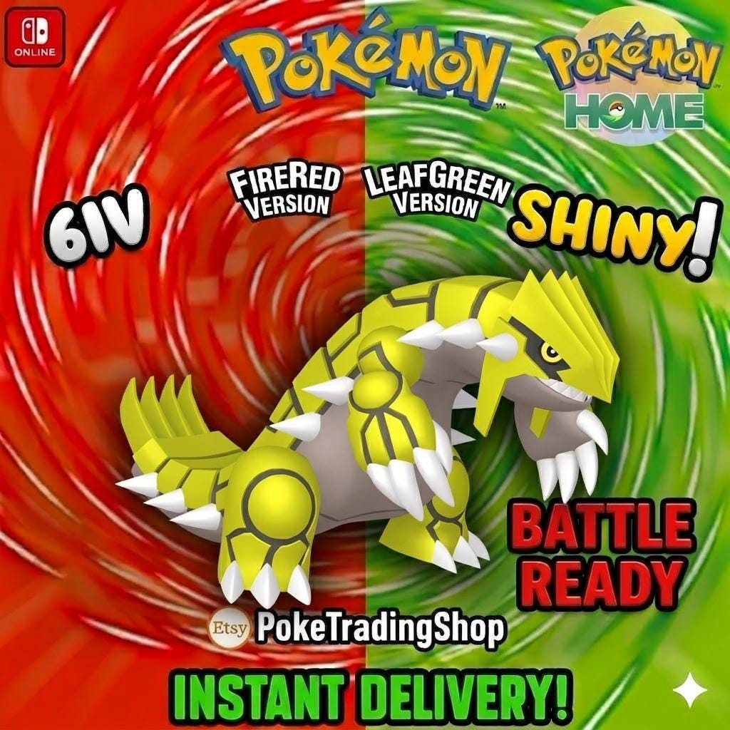 Foto de la carta Pokémon GROUDON VARIOCLOR Pokémon Rojo Fuego Verde Hoja 6IV Listo para el Combate Competitivo