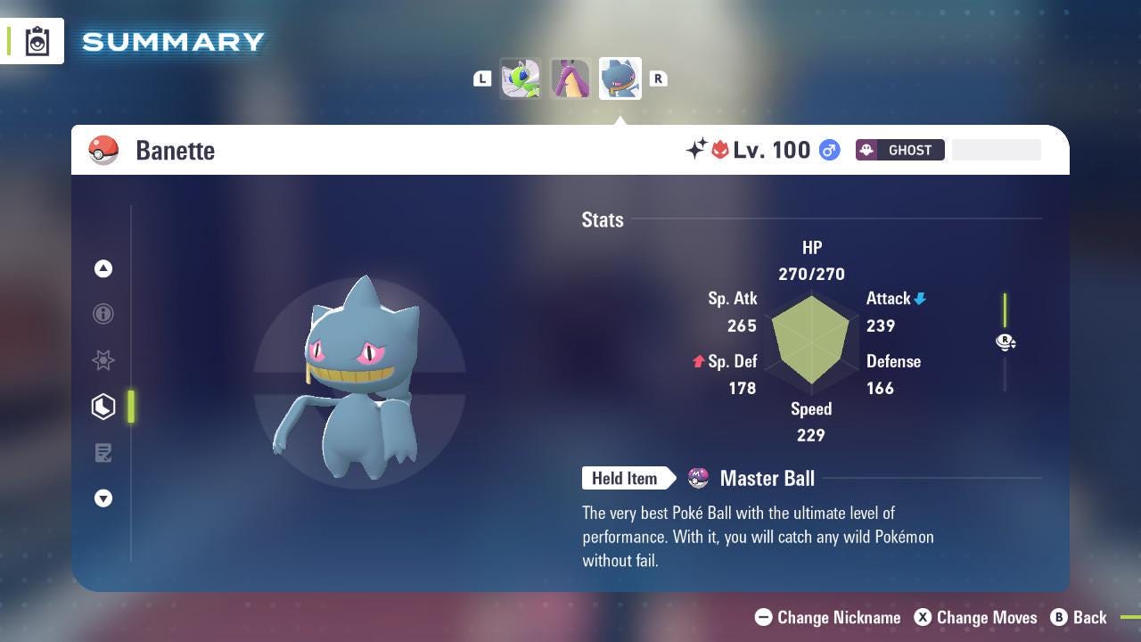 Shiny Alpha Banette Pokémon Legends ZA 6IV Competitive Battle Ready Pokémon card photo 2