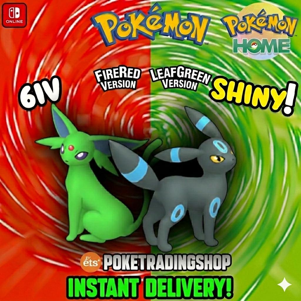 Pokémon FIRERED LEAFGREEN Authentic EEVEELUTIONS Shiny Espeon Umbreon Pokemon Home Transfer Switch 2 30th Anniversary Bundle Pokémon card photo