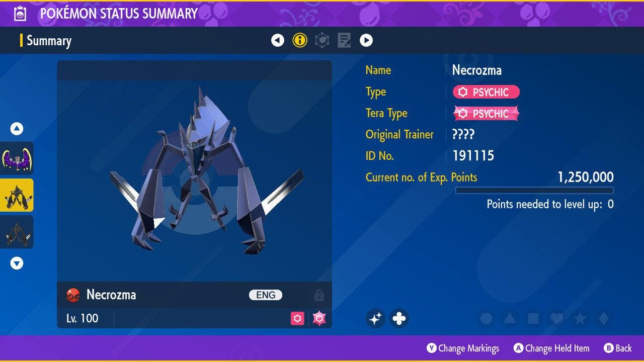 Фото покемона Shiny NECROZMA Pokémon Scarlet and Violet 6IV Готовый к соревновательным боям 2