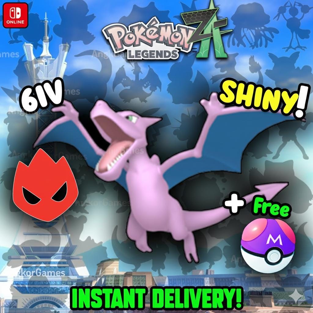 Shiny Alpha Aerodactyl Pokémon Legends ZA 6IV Competitive Battle Ready – Pokémon Legends Z-A Pokémon card photo