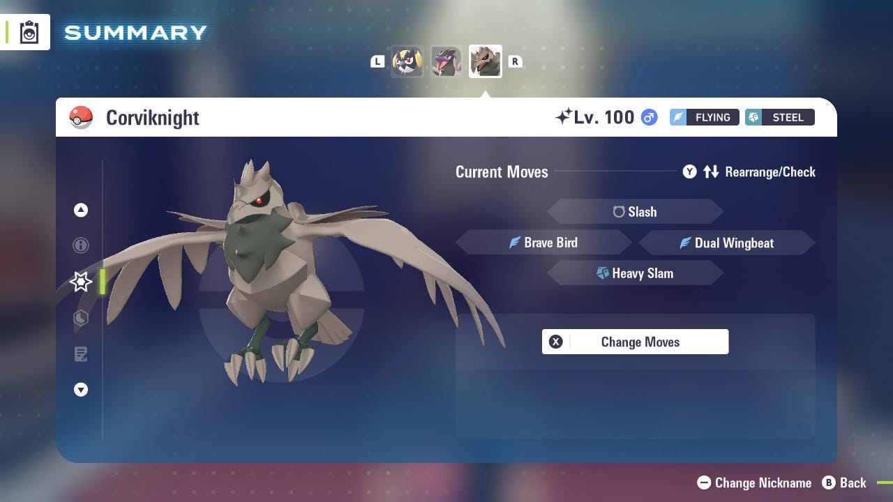 Фото покемона Shiny Corviknight Pokémon Legends ZA Mega Dimension DLC 6IV Готовый к соревновательным боям 3
