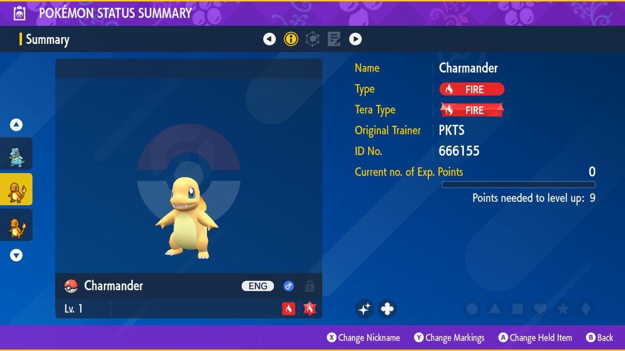 Foto de la carta Pokémon Shiny CHARMANDER Pokémon Escarlata Púrpura 6IV Competitivo Listo para la Batalla 2