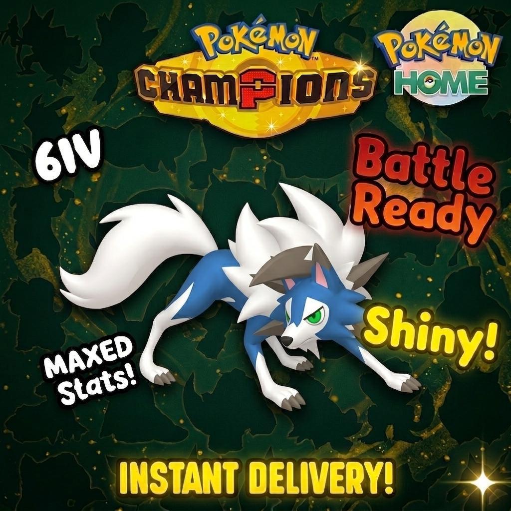Shiny Lycanroc Dusk Form Pokémon Champions 6IV Competitive Battle Ready – Champions Pokémon card photo