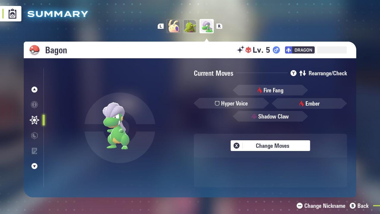 Pokemon Za Lvl 5 Adamant SHINY ALPHA 6IV Bagon Pokémon Legends ZA 6IV Competitive Battle Ready Pokémon card photo 3