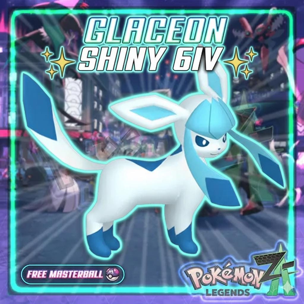 Foto de la carta Pokémon Glaceon variocolor de Pokémon Legends ZA 6IV competitivo listo para la batalla
