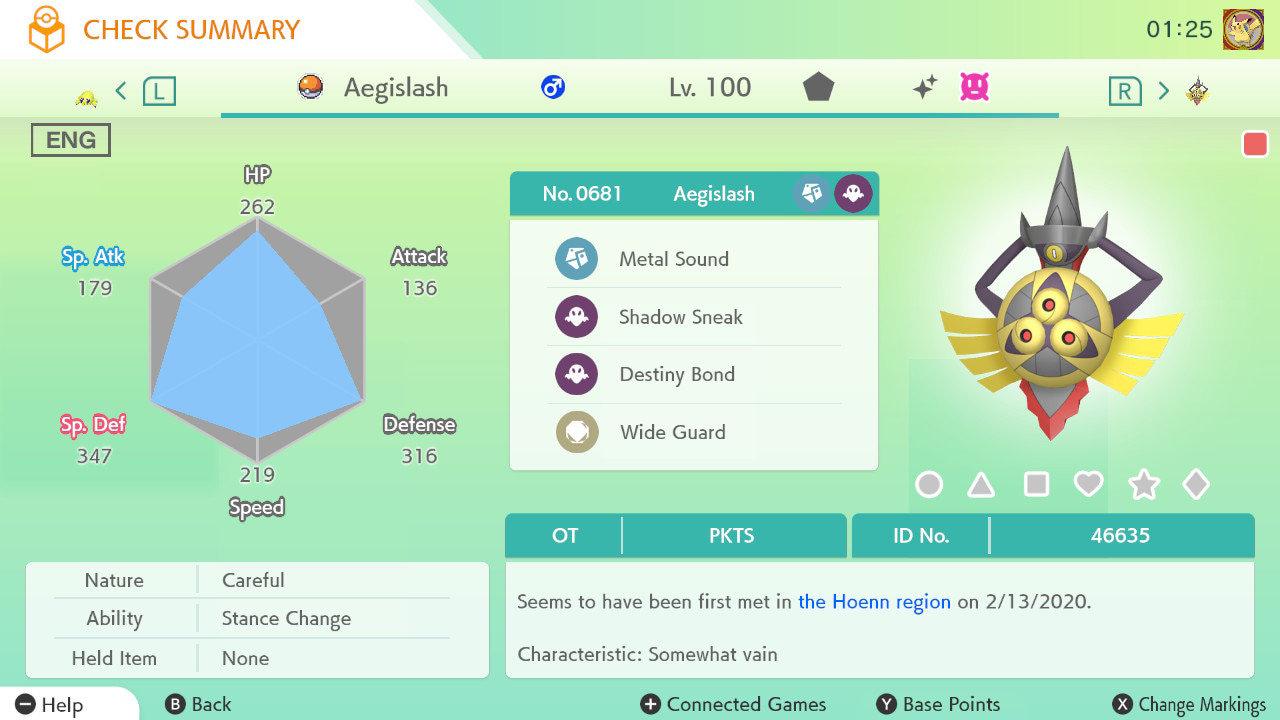 Shiny AEGISLASH Pokémon HOME 6IV Competitive Battle Ready – Shiny Pokémon Pokémon card photo