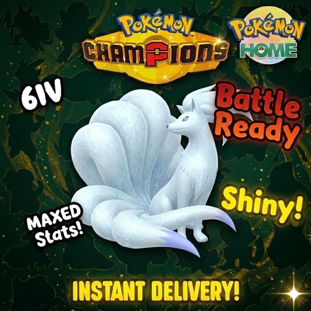 Shiny Ninetales Pokémon Champions 6IV Competitive Battle Ready Pokémon card photo