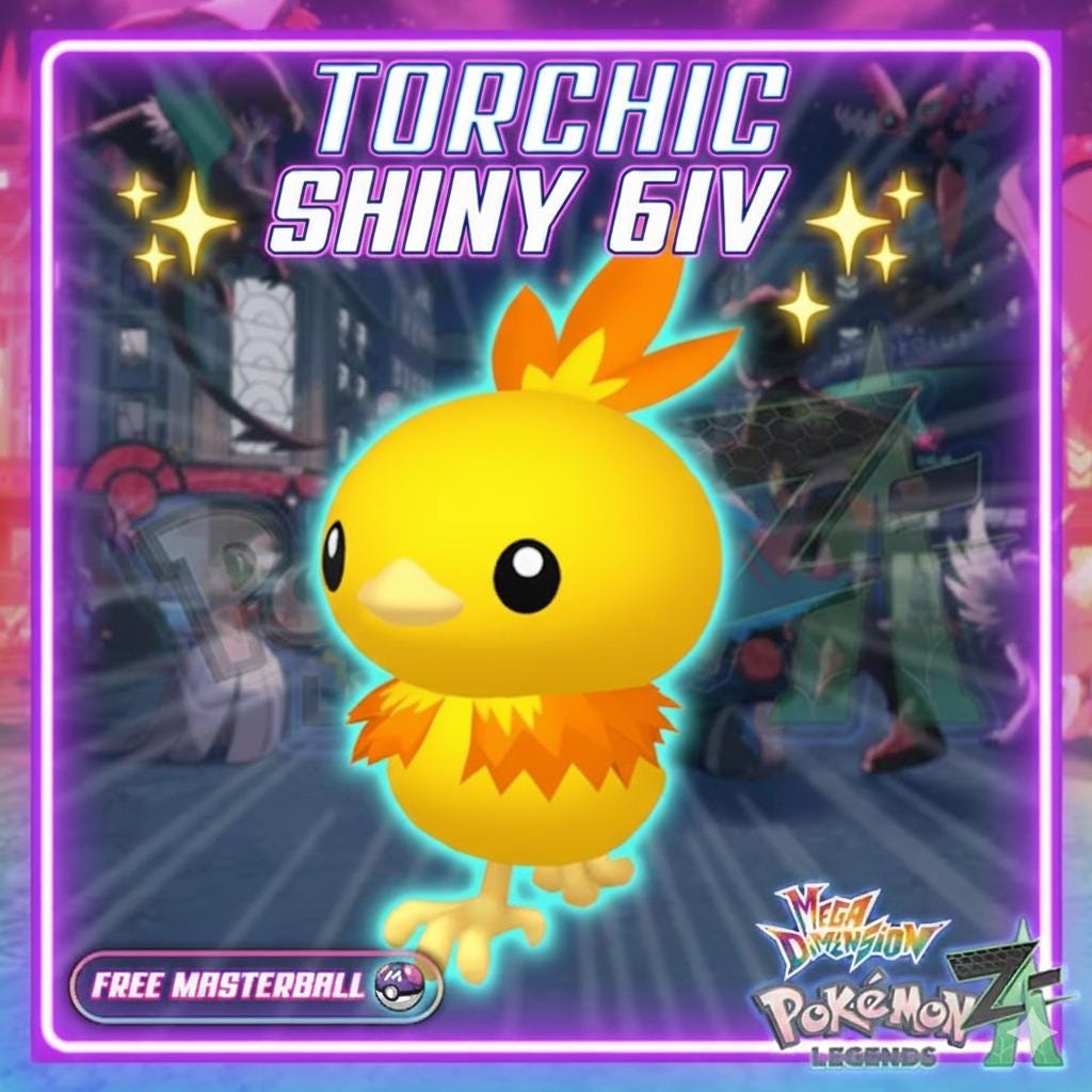 Foto de la carta Pokémon Torchic Variocolor Pokémon Legends ZA DLC Mega Dimension 6IV Listo para el Combate Competitivo