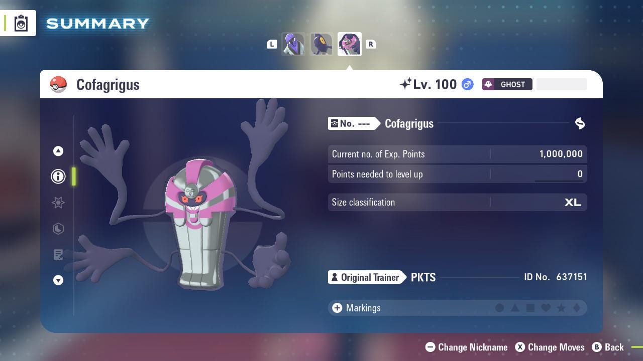 Shiny Cofagrigus Pokemon Legends ZA Mega Dimension DLC 6IV Competitive Battle Ready Pokémon card photo 2