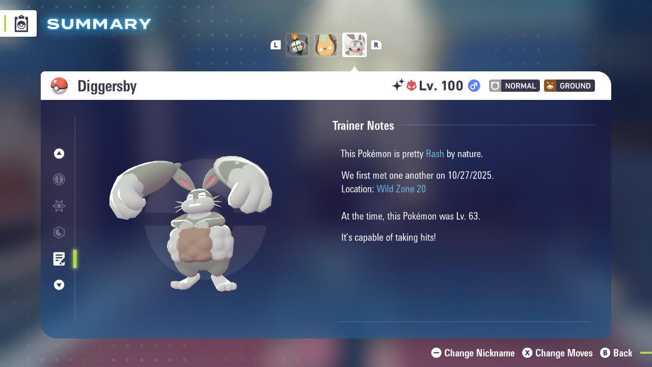 Foto de la carta Pokémon Shiny Alpha Diggersby Pokémon Legends ZA 6IV Listo para la batalla competitiva 4
