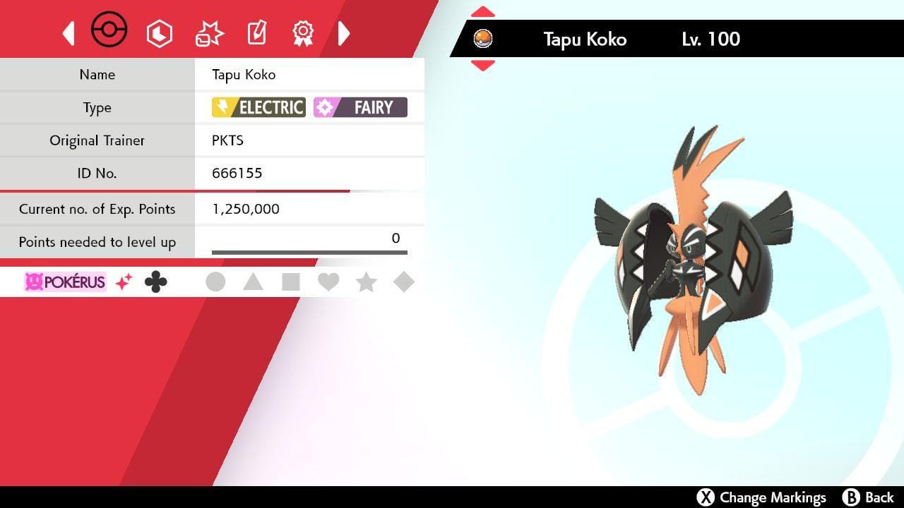 Shiny 6IV TAPU KOKO Pokemon Sword Shield 6IV Competitive Battle Ready – Sword & Shield Pokémon card photo