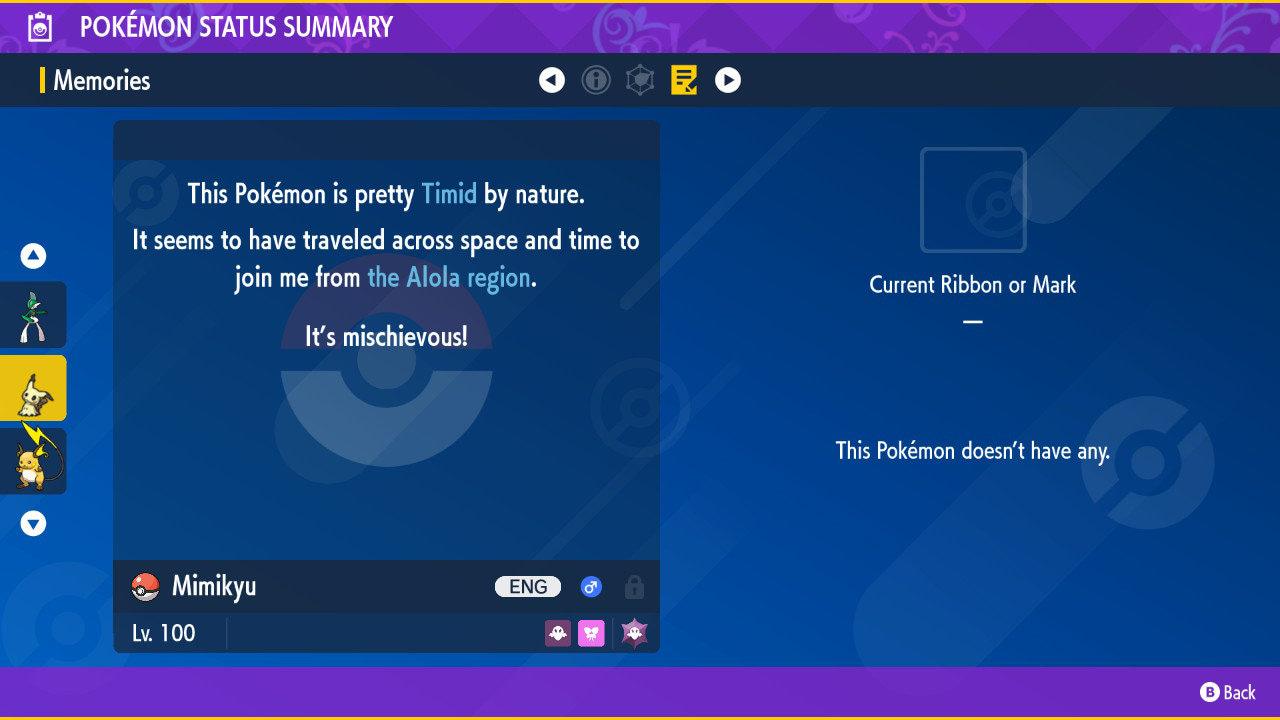 Фото покемона Shiny MIMIKYU Pokémon Scarlet Violet 6IV Готов к соревновательным боям 3