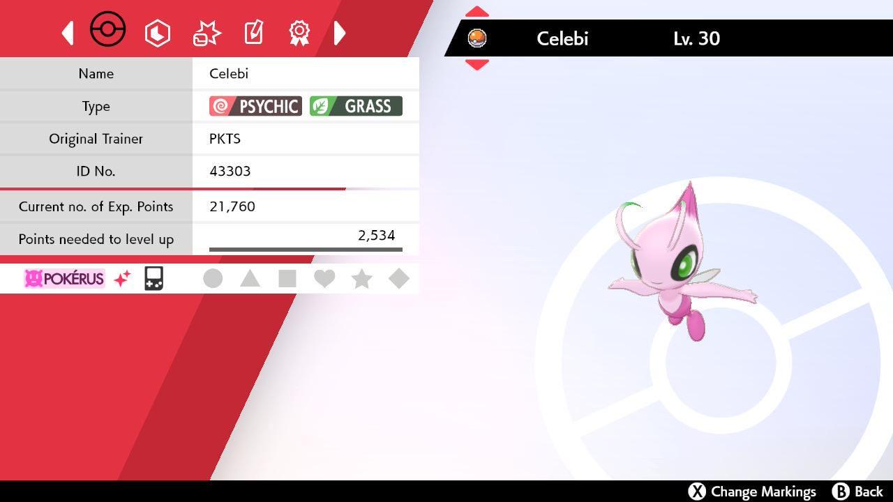 Shiny Celebi Lv. 30 Crystal Origin Event Pokérus Pokémon HOME Trade Sword Shield Rare Mythical Bonus – Pokémon HOME Transfers Pokémon card photo