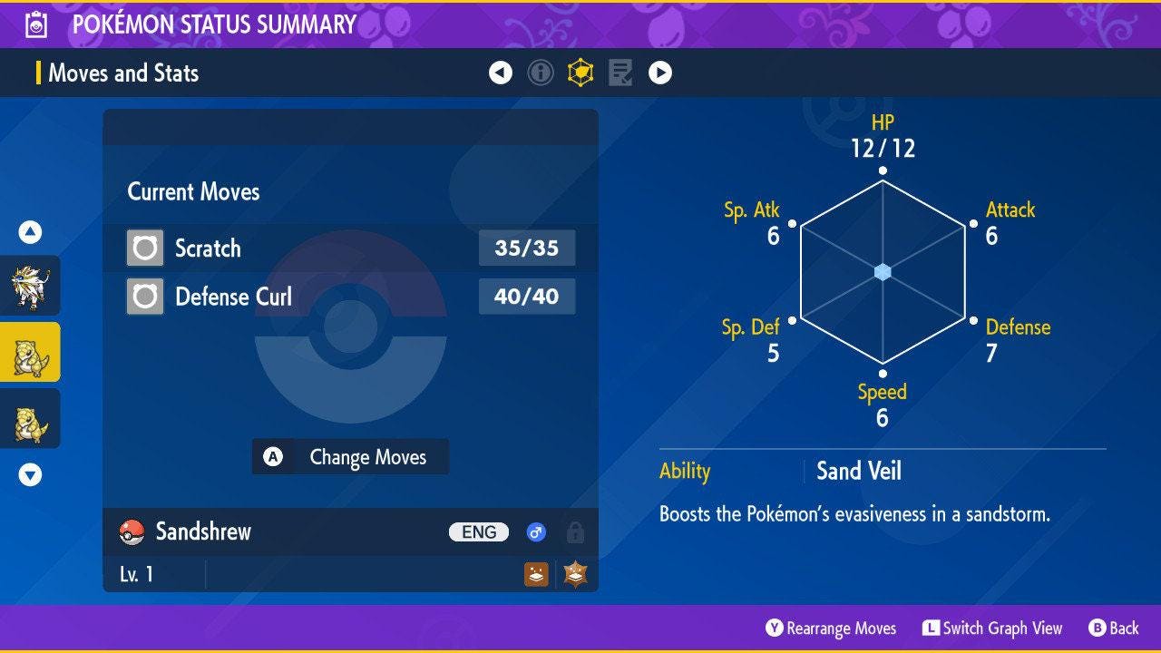 Foto de la carta Pokémon SANDSHREW variocolor Pokémon Escarlata y Púrpura 6IV competitivo listo para la batalla 3