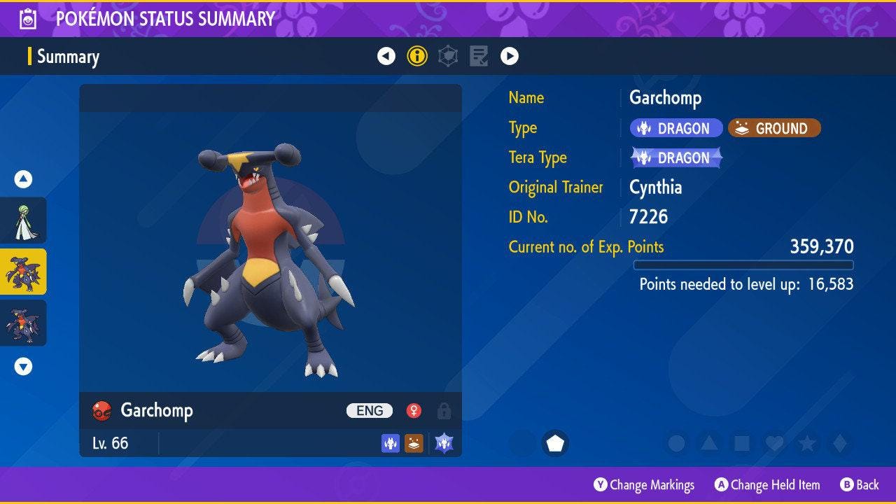 CYNTHIA'S GARCHOMP EVENT Pokémon Scarlet Violet 6IV Competitive Battle Ready – Exclusive Event Pokémon Pokémon card photo
