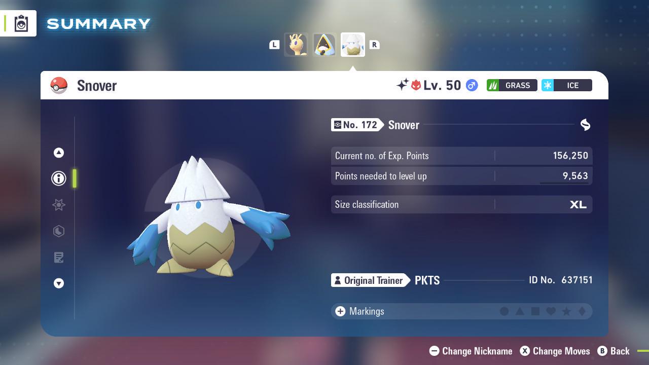 Foto de la carta Pokémon Snover Alfa Variocolor Pokémon Legends ZA 6IV Competitivo Listo para la Batalla 2