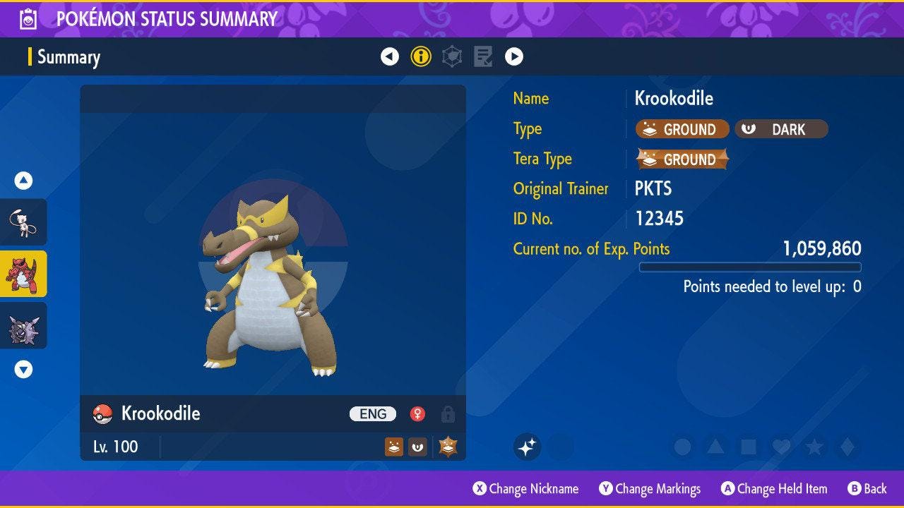 Shiny KROOKODILE Pokémon Scarlet Violet 6IV Competitive Battle Ready Pokémon card photo