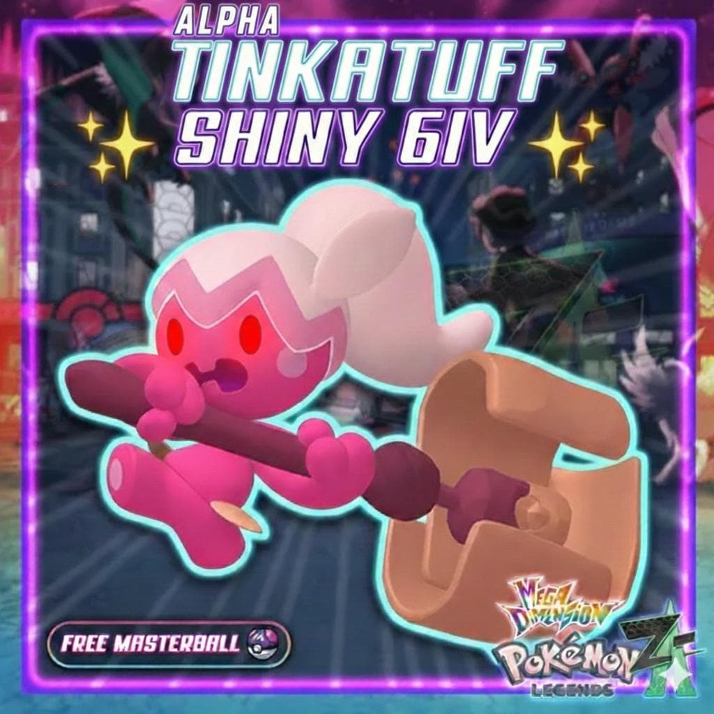 Shiny Alpha Tinkatuff Pokémon Legends ZA 6IV Competitive Battle Ready – Pokémon Legends Z-A Pokémon card photo