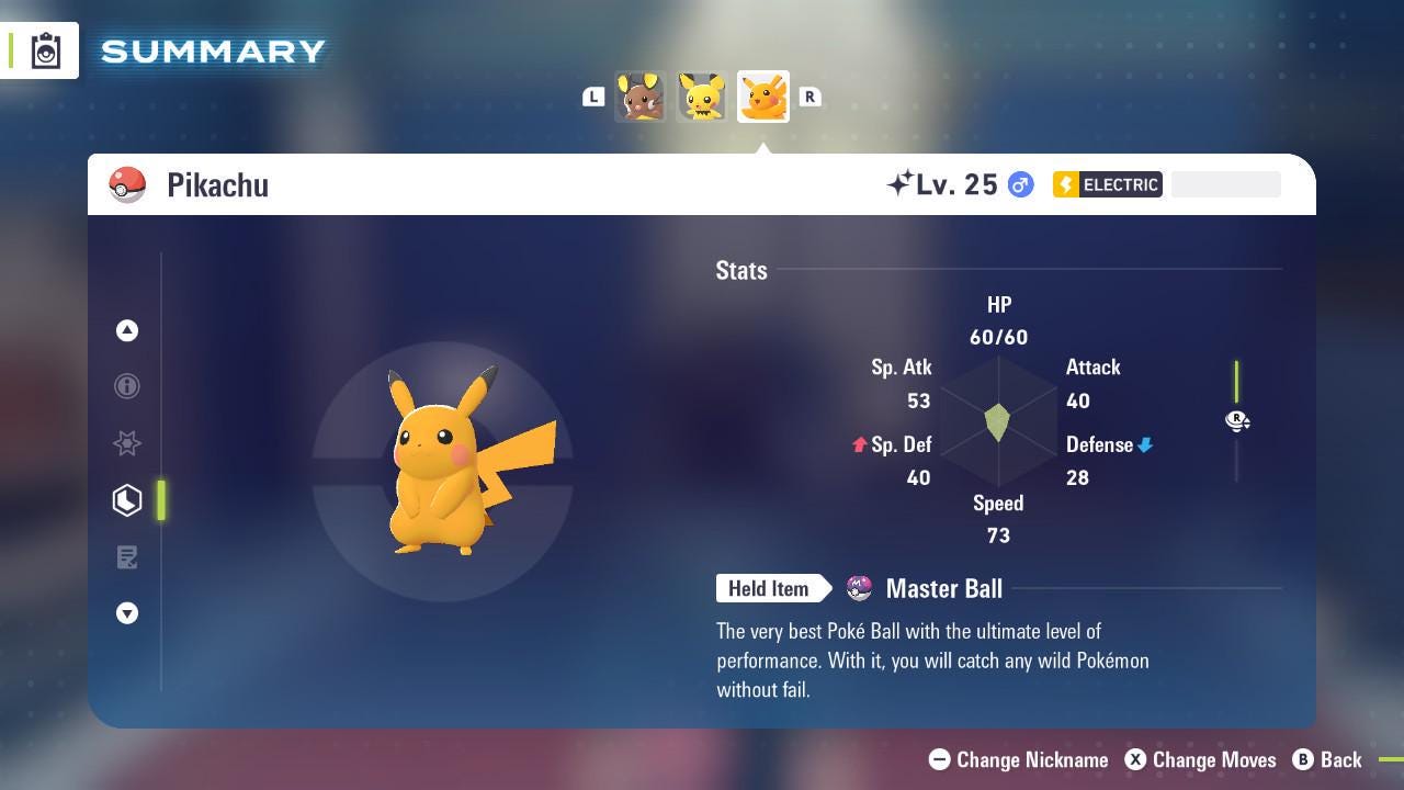 Foto de la carta Pokémon PIKACHU Shiny Pokémon Leyendas ZA 6IV Competitivo Listo para la Batalla 2