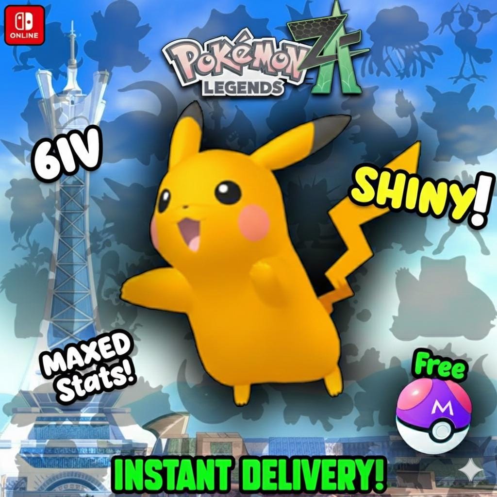 Foto de la carta Pokémon PIKACHU Shiny Pokémon Leyendas ZA 6IV Competitivo Listo para la Batalla