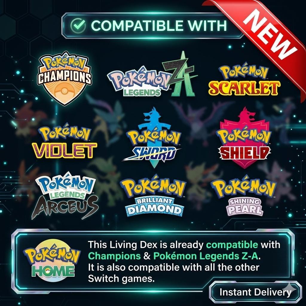 Complete Pokemon HOME Shiny Living Dex Gen 1 to 7 Finish Your Pokedex Fast Every Form Legendary Mythical Collection Pokémon card photo 3