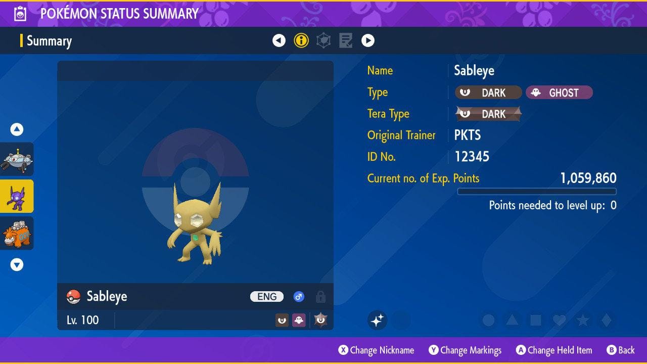Shiny SABLEYE Pokémon Scarlet Violet 6IV Competitive Battle Ready – Scarlet & Violet Pokémon card photo