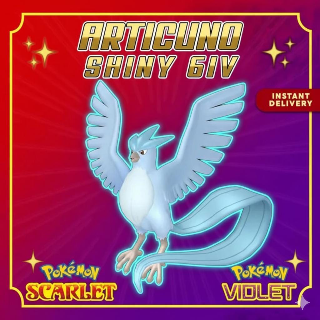 Foto de la carta Pokémon Shiny ARTICUNO Pokémon Escarlata y Púrpura Pokémon Legendario Competitivo Listo para la Batalla Shiny Gratis Switch 2